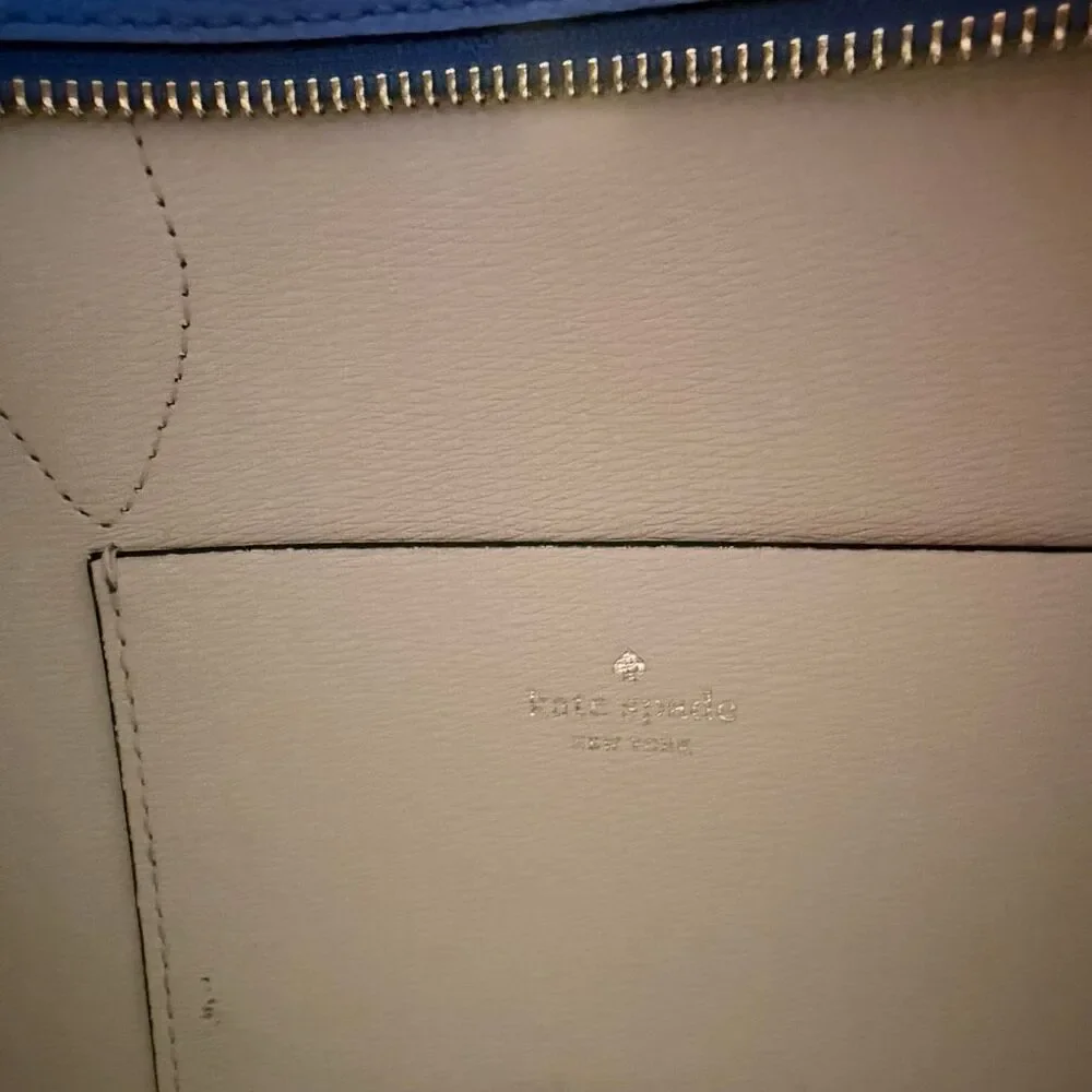 Kate Spade New York | Blue Leather Purse | Crossbody Strap | Top Handle | Zip Cl